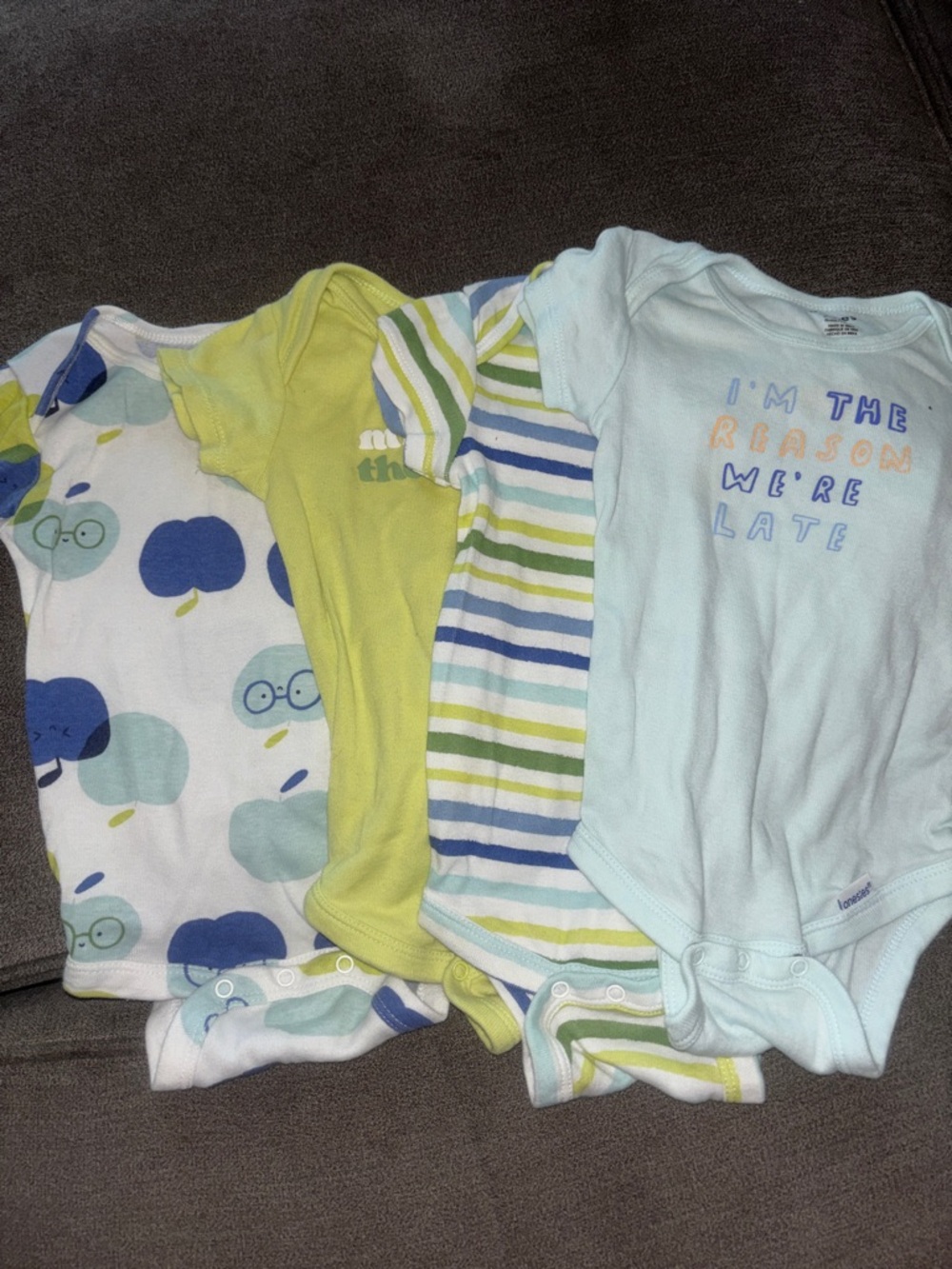 Baby Boys' Cotton Onesie Bundle - Blue, Green & White